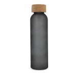 Botella de vidrio reciclado esmerilado con tapón de corcho 500ml color negro segunda vista