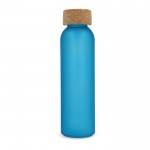Botella de vidrio reciclado esmerilado con tapón de corcho 500ml color azul segunda vista