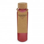 Botella de vidrio reciclado esmerilado con tapón de corcho 500ml color rojo