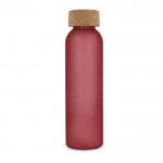 Botella de vidrio reciclado esmerilado con tapón de corcho 500ml color rojo segunda vista