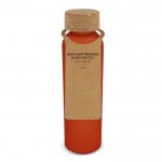 Botella de vidrio reciclado esmerilado con tapón de corcho 500ml color naranja