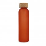 Botella de vidrio reciclado esmerilado con tapón de corcho 500ml color naranja segunda vista