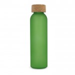 Botella de vidrio reciclado esmerilado con tapón de corcho 500ml color verde segunda vista