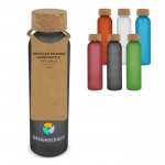 Botella de vidrio reciclado esmerilado con tapón de corcho 500ml