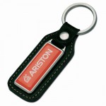 Llavero rectangular de metal para personalizar con cuero color negro