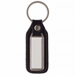 Llavero rectangular de metal para personalizar con cuero color negro segunda vista