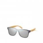 Gafas de sol con varillas de bambú y lente negro efecto espejo vista principal