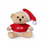 Oso de peluche con gorro de papá Noel y camisa personalizable vista principal