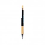 Bolígrafo de aluminio con pulsador y detalle de bambú tinta azul vista principal