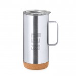 Taza de acero inox reciclado doble pared con base de corcho 450ml vista principal