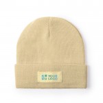 Gorro elástico para niños con dobladillo y etiqueta frontal para marcaje vista principal