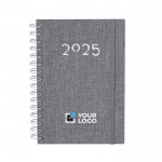 Agenda de anillas de RPET con vista diaria en inglés y español A5 vista principal