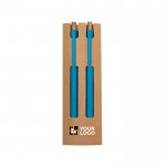 Set de bolígrafo tinta azul y lápiz infinito hechos de caña de trigo vista principal