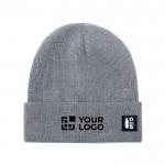 Gorro de punto en poliéster RPET con dobladillo en frontal vista principal
