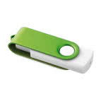 pendrive con cuerpo blanco y clip de color color verde