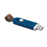 Usb retráctil con asa de piel color azul