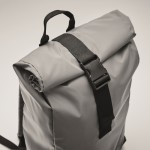 Mochila cierre rolltop de poliéster reflectante para portátil de 15'' color plateado mate vista fotografía cuarta vista