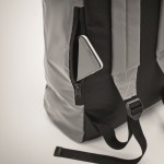 Mochila cierre rolltop de poliéster reflectante para portátil de 15'' color plateado mate vista fotografía quinta vista