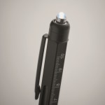 Bolígrafo giratorio de acero con miniherramientas tinta azul color negro vista fotografía cuarta vista