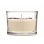 Vela de cera vegetal con flores y frutos, aroma de canela y cítricos color blanco tercera vista