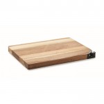 Tabla de cortar de madera de acacia con afilador de cuchillos color madera