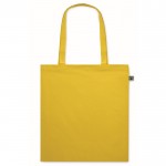 Bolsa de la compra de algodón con asas largas Fairtrade 140 g/m2 color amarillo segunda vista