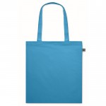Bolsa de la compra de algodón con asas largas Fairtrade 140 g/m2 color turquesa segunda vista