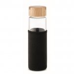 Botella de vidrio antifugas con tapa de soporte para smartphone 600ml color negro segunda vista