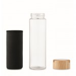 Botella de vidrio antifugas con tapa de soporte para smartphone 600ml color negro novena vista