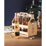 Caja cervecera de bambú con abridor y capacidad para 6 botellas color madera vista bodegón principal