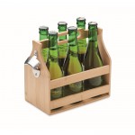 Caja cervecera de bambú con abridor y capacidad para 6 botellas color madera segunda vista