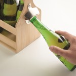 Caja cervecera de bambú con abridor y capacidad para 6 botellas color madera vista fotografía quinta vista