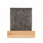 Portabolígrafos de fieltro RPET en base de bambú y soporte para móvil color madera quinta vista