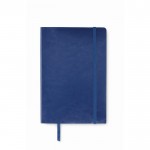 Libreta de PU reciclado con cinta marcapáginas y bolsillo interior A5 color azul cuarta vista