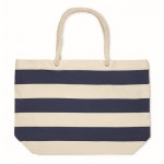 Bolsa para playa de algodón rayada con asas de cuerdas 220 g/m2 color azul tercera vista