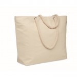 Bolsa nevera para playa de algodón lisa con asas de cuerdas 220 g/m2 color beige