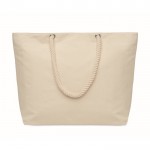 Bolsa nevera para playa de algodón lisa con asas de cuerdas 220 g/m2 color beige segunda vista