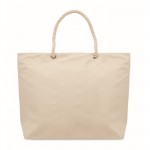 Bolsa nevera para playa de algodón lisa con asas de cuerdas 220 g/m2 color beige tercera vista