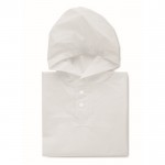 Chubasquero para niños de PEVA con capucha y botones de cierre color blanco