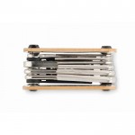 Herramienta de bolsillo con funda de bambú de 11 funciones color madera septima vista