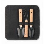Set de 3 herramientas de jardinería en bolsa de fieltro RPET color negro
