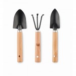 Set de 3 herramientas de jardinería en bolsa de fieltro RPET color negro vista principal tercera vista