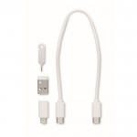 Set de cables multifuncionales y conectores 9 en 1 en estuche color blanco cuarta vista