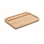 Plato de bambú para comida con compartimiento para cubiertos color madera