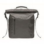 Mochila roll top impermeable de poliéster con cremallera al frente 30L color gris oscuro