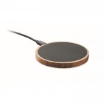 Cargador inalámbrico de forma circular de madera de acacia 15W color negro