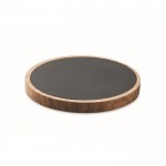 Cargador inalámbrico de forma circular de madera de acacia 15W color negro segunda vista