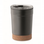 Vaso de acero inoxidable para llevar con base de corcho 300ml color negro