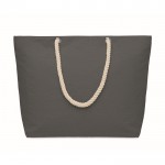 Bolsa de algodón reciclado con asas de cuerdas color natural 220 g/m2 color negro