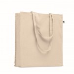 Bolsa de algodón orgánico con asas largas y fuelle 220 g/m2 color beige